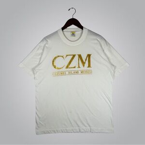 Vintage Single Stitch Cozumel Island Mexico White Gold Short Sleeve Tee Large